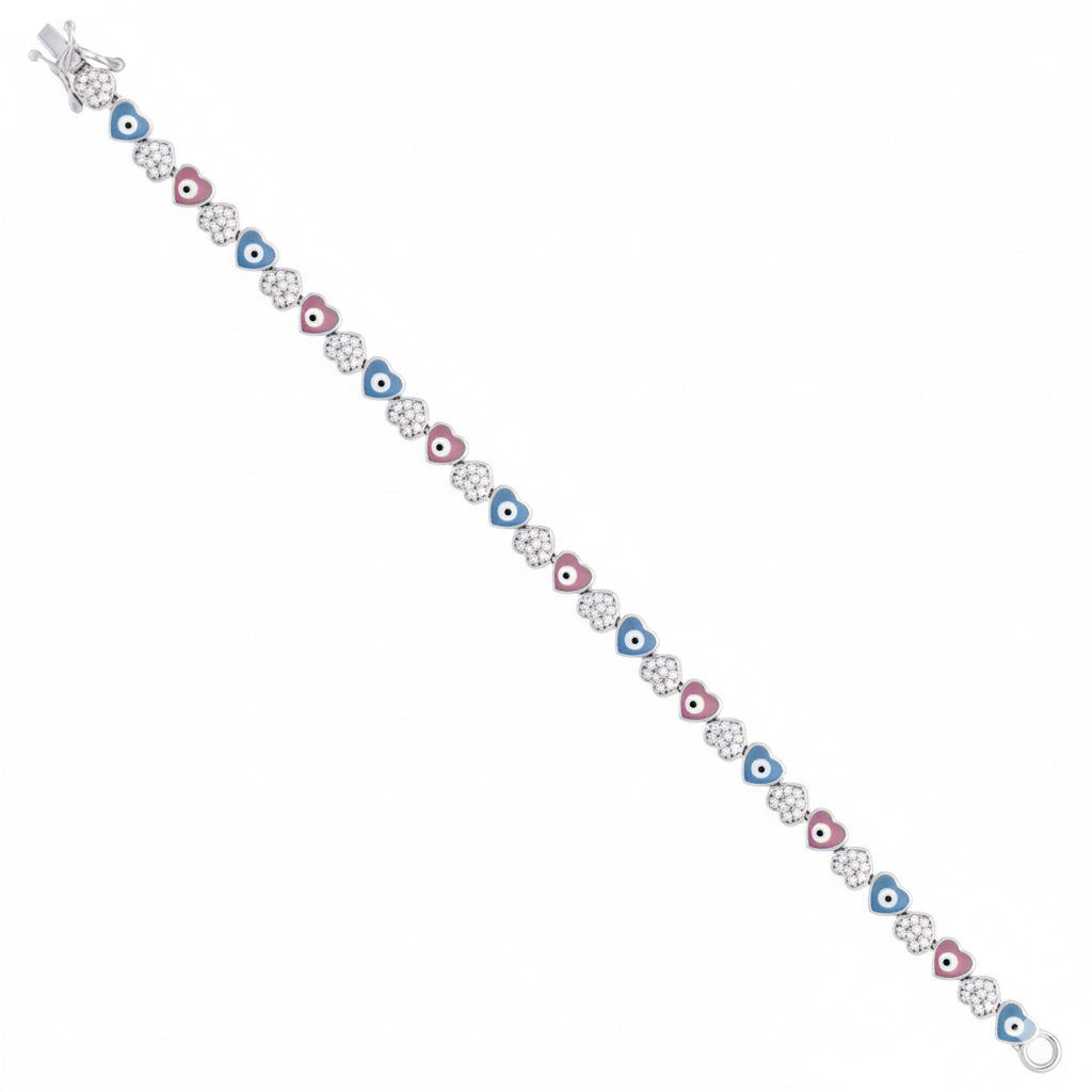 Bracelet with multicolored beads on a white background