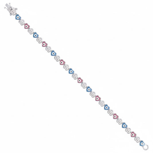 Bracelet with multicolored beads on a white background
