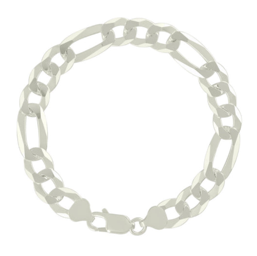 925 sterling silver 9.5mm flat Figaro chain for men
