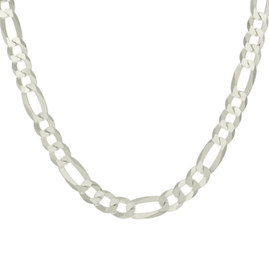 925 sterling silver 9.5mm flat Figaro chain for men