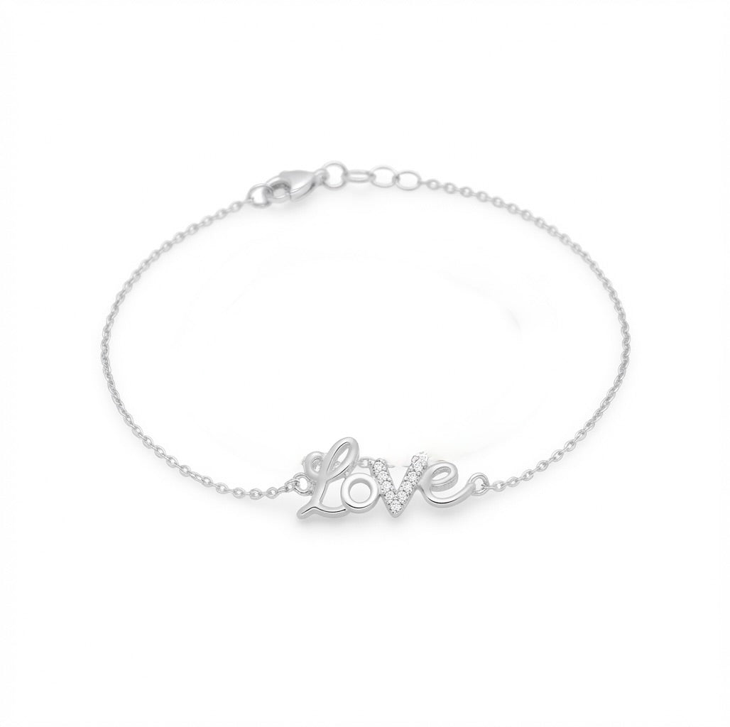 925 sterling silver love bracelet with cubic zirconia
