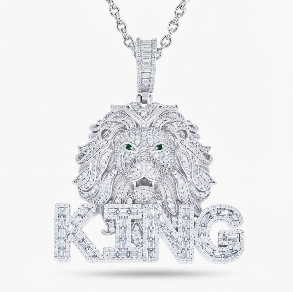 925 Sterling Silver Men's Lion Head Pendant