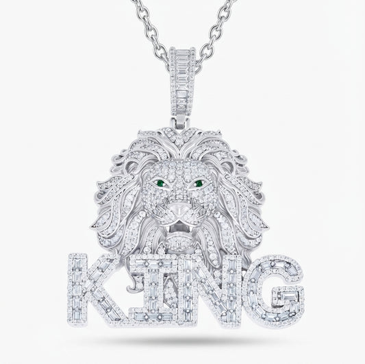 925 Sterling Silver Men's Lion Head Pendant