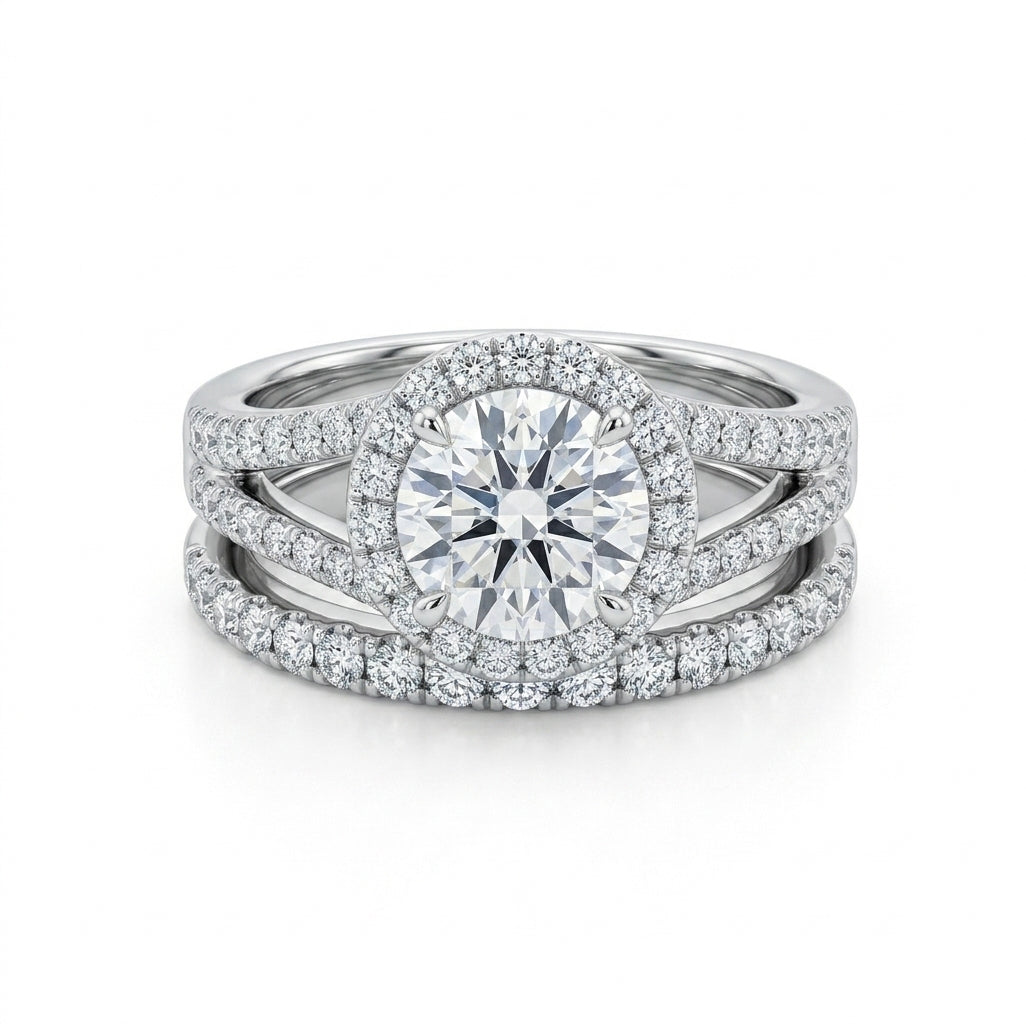 Women’s moissanite bridal ring set in sterling silver