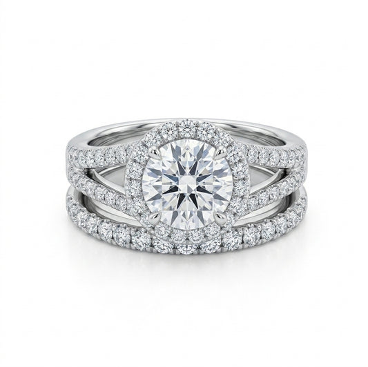 Women’s moissanite bridal ring set in sterling silver