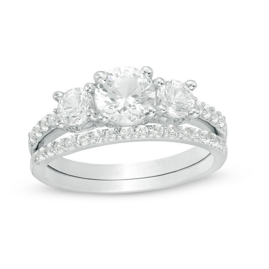 Sterling silver moissanite past present future ring set