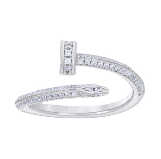 925 sterling silver nail ring with cubic zirconia for women – statement fashion jewelry