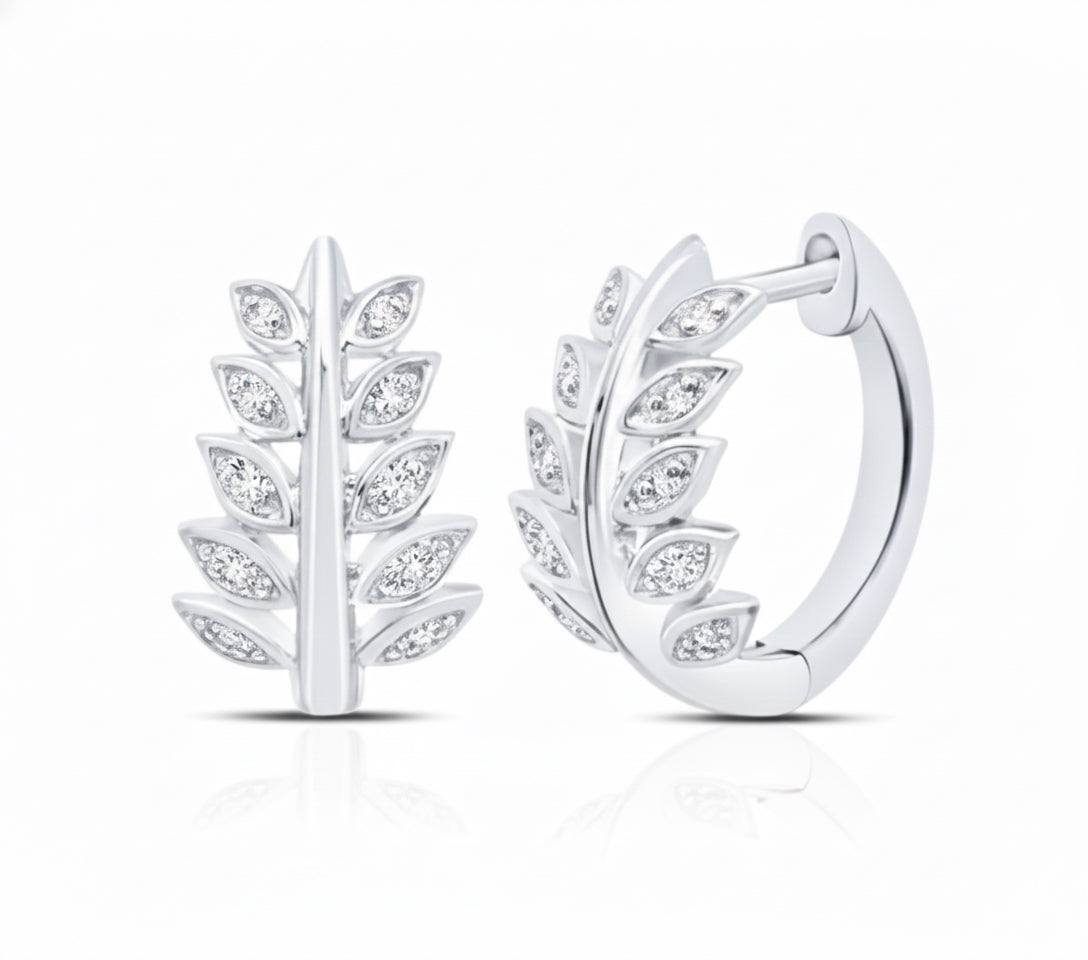 925 sterling silver natural diamond hoop earrings 1/20 ctw