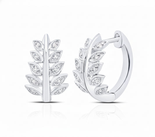 925 sterling silver natural diamond hoop earrings 1/20 ctw