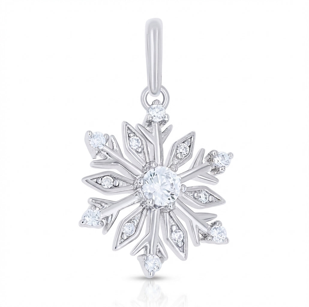925 sterling silver snowflake pendant with cubic zirconia for women