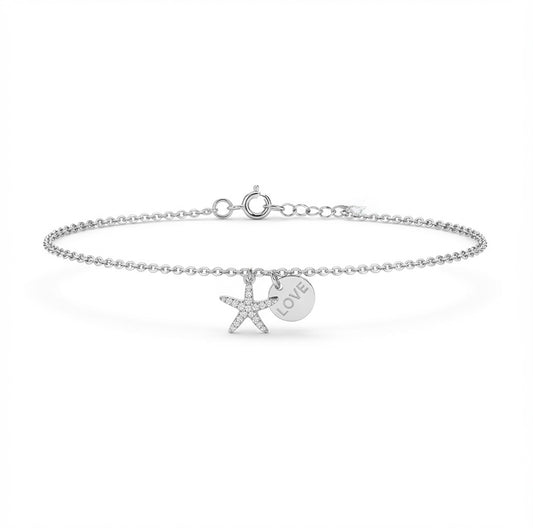 925 sterling silver starfish love bracelet for women with cubic zirconia