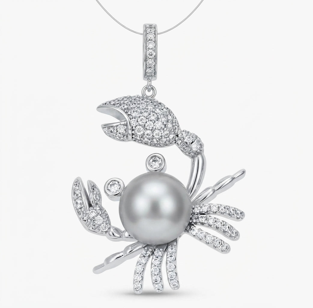 Cubic zirconia crab pendant in 925 sterling silver