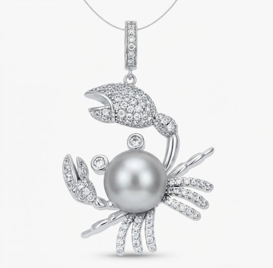 Cubic zirconia crab pendant in 925 sterling silver