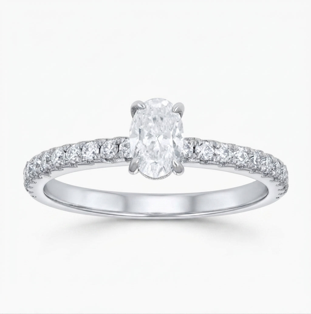 925 sterling silver women's 0.77 CT oval moissanite engagement ring