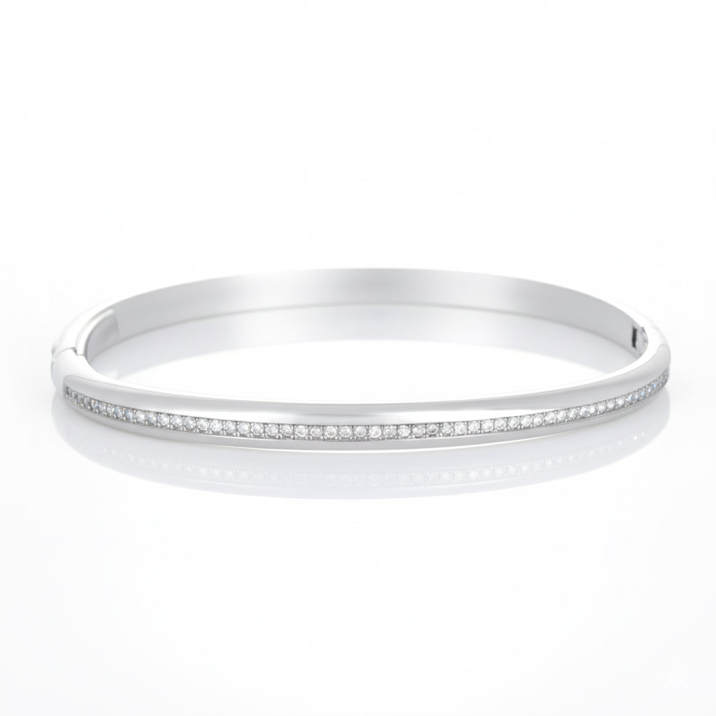 925 sterling silver womens cubic zirconia fashion bangle bracelet