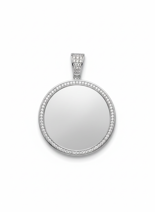 Sterling Silver White Sapphires Memory Pendant