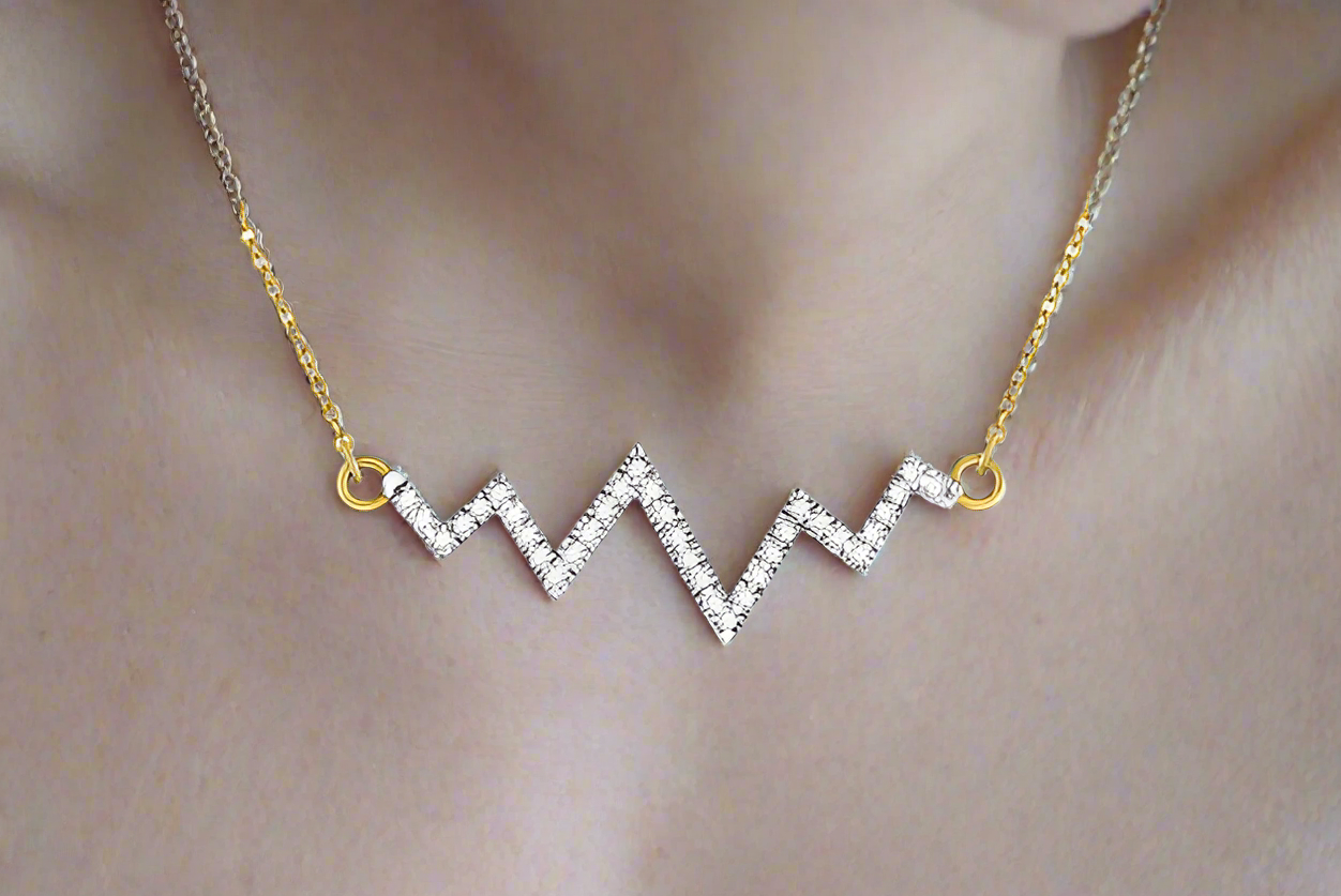 10K Diamond Heartbeat Necklace