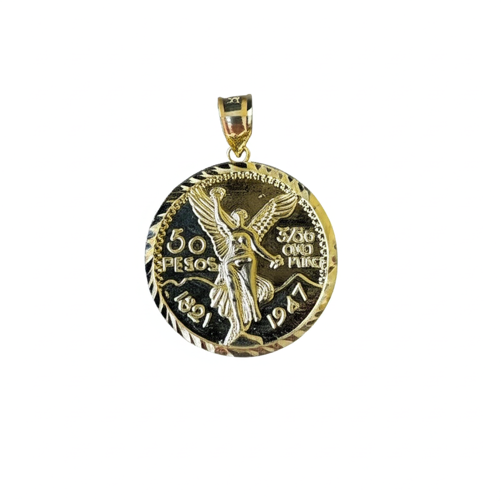 10k Yellow Gold Diamond Cut 50 Pesos Charm