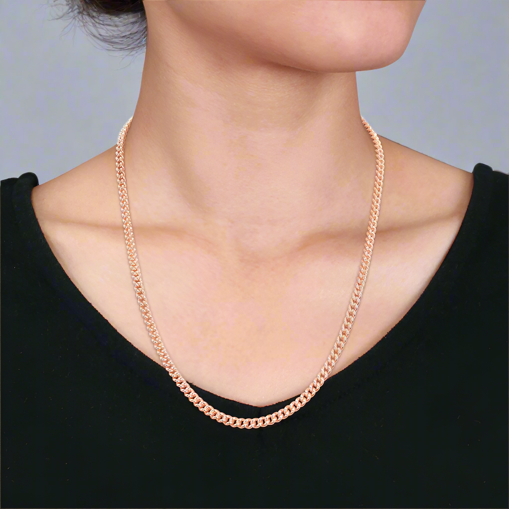 Sterling Silver Rose Gold Rhodium 6.7MM Cuban Chain