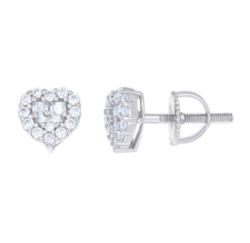 Sterling Silver Heart Moissanite Earrings Studs