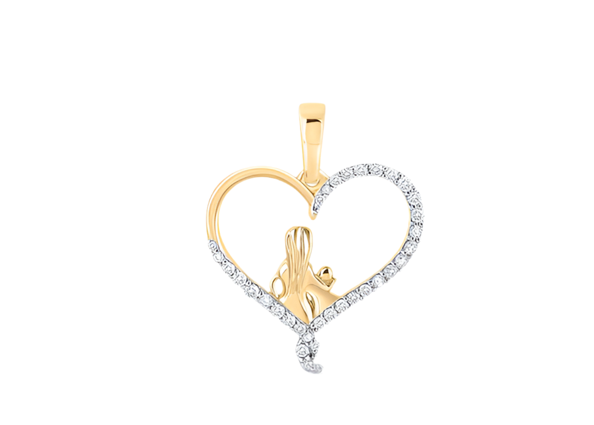 10K Mother Child Heart Diamond Pendant