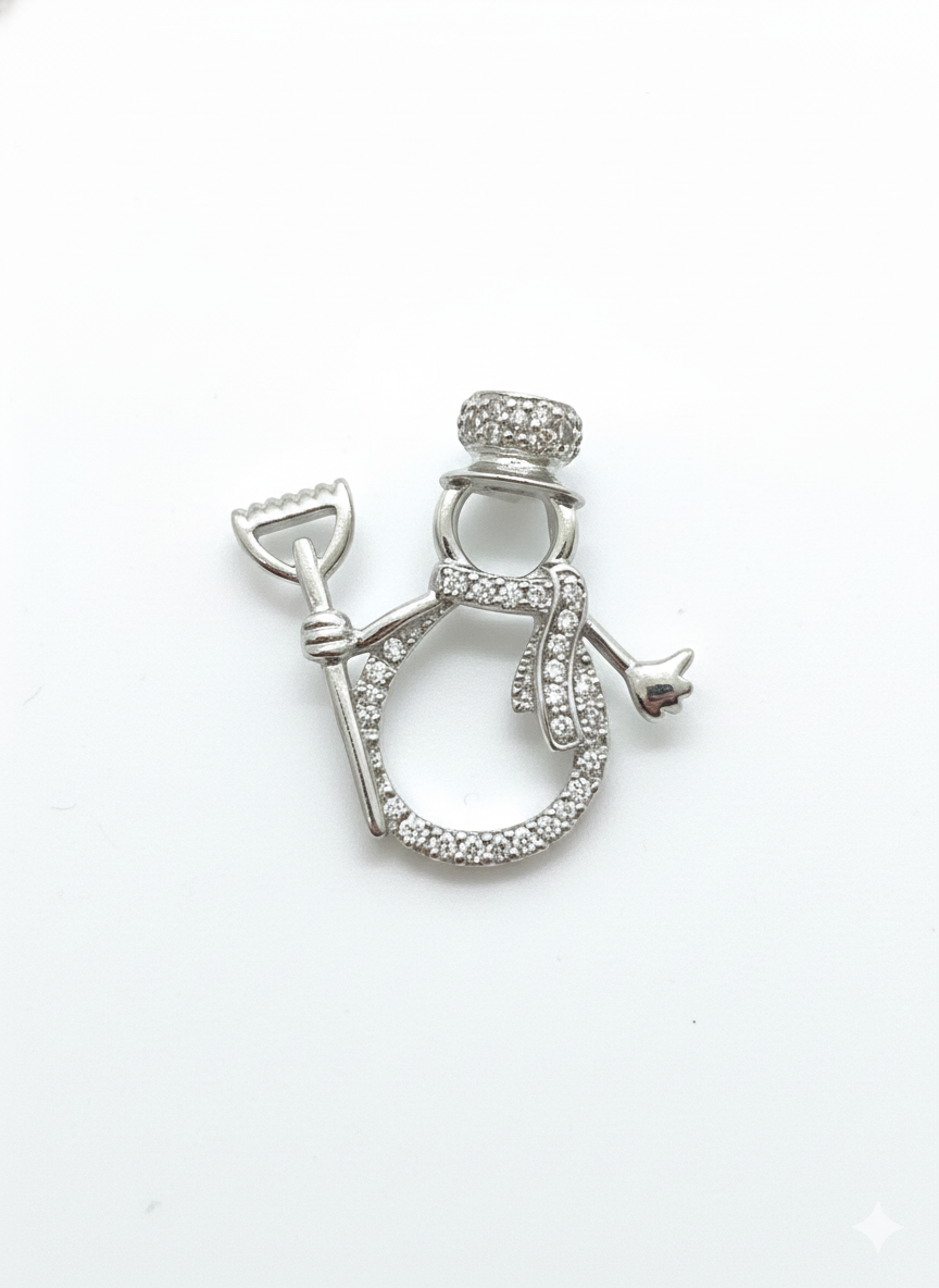 Sterling Silver Snowman Pendant Charm