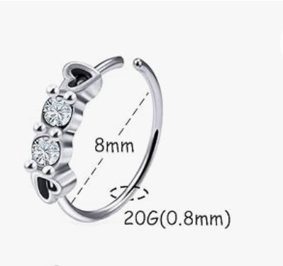 Stainless Steel Double Hearts Nose Ring