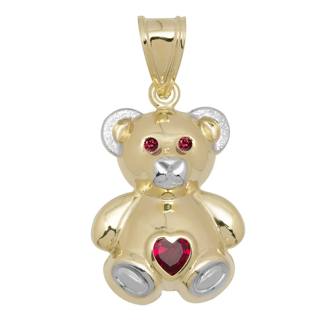 Teddy Bear Charm Synthetic Heart Ruby