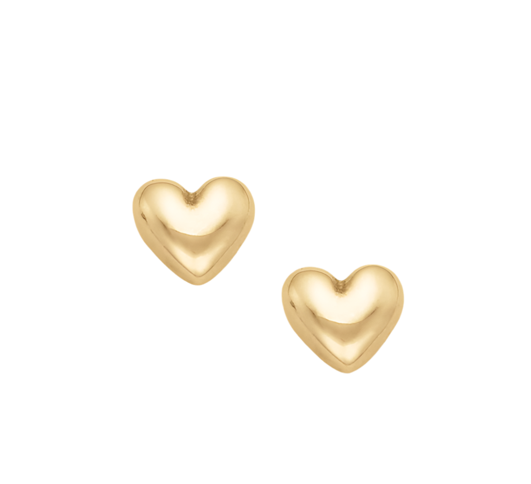 10k Yellow Gold Bubble Heart Earrings & Charm