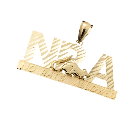 10k Yellow Gold NBA No Rats Allowed Charm