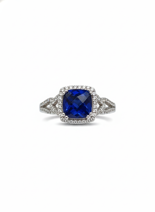 Lab Grown Blue Sapphire Cz Ring