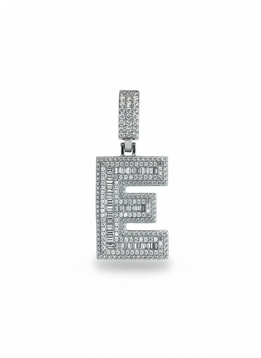 Sterling Silver E Initial Pendant Charm