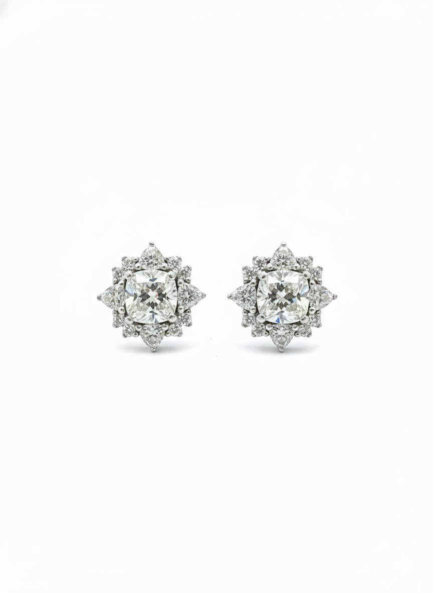 Sterling Silver Ladies White Sapphire CZ studs
