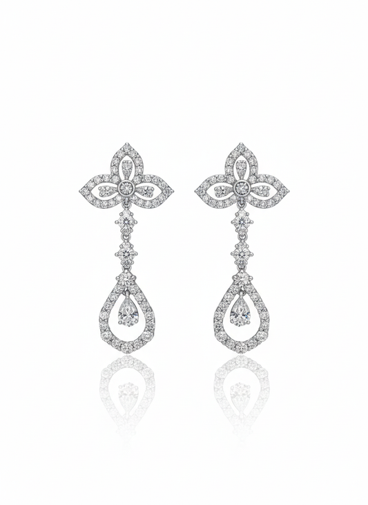 10K Gold Champagne Diamond Dangle Earrings 1.53 CT