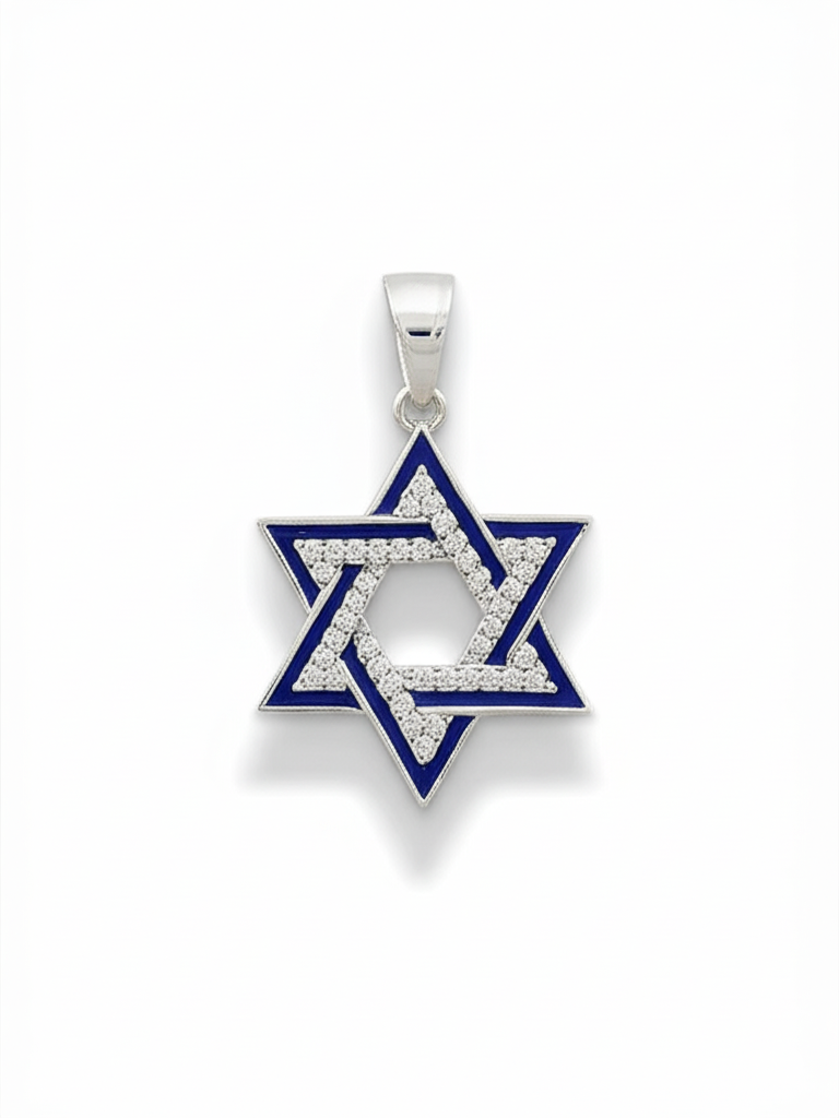 Star Of David Blue Enamel CZ Charm