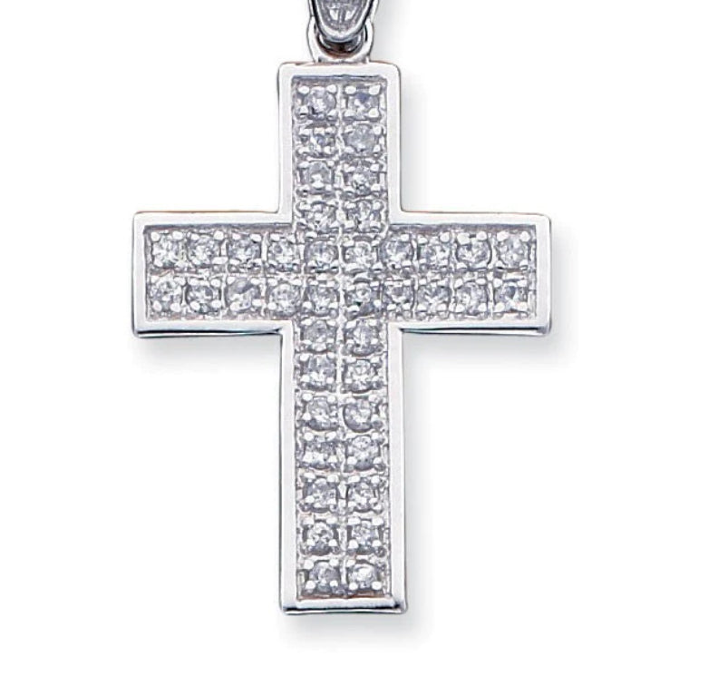 Sterling Silver White Sapphire Cross