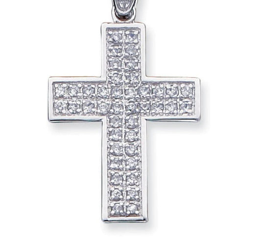 Sterling Silver White Sapphire Cross