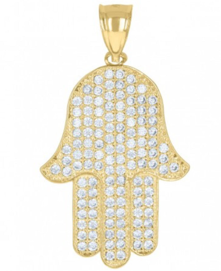 10k White Sapphires Hamsa Charm