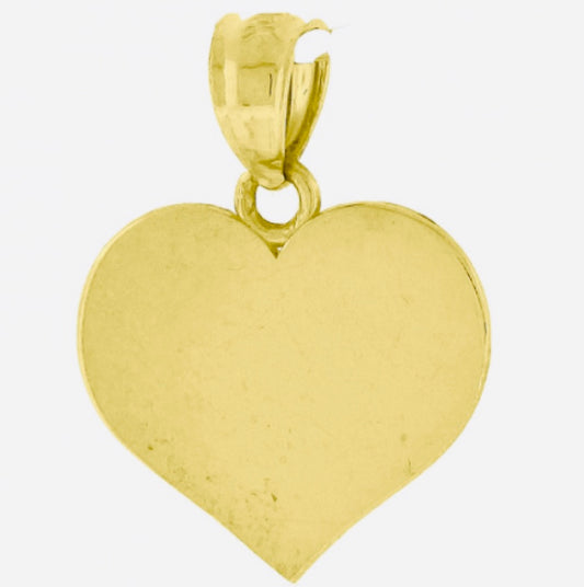 10k Flat Heart Engraveable Charm