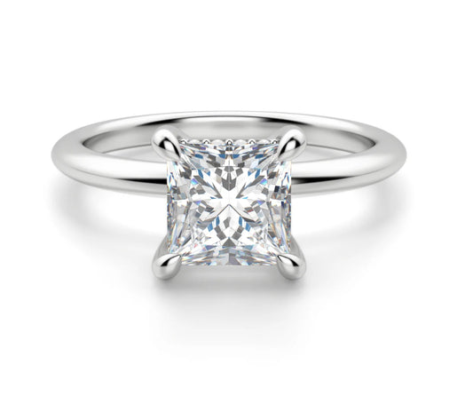Sterling Silver Princess Moissanite Engagement Ring