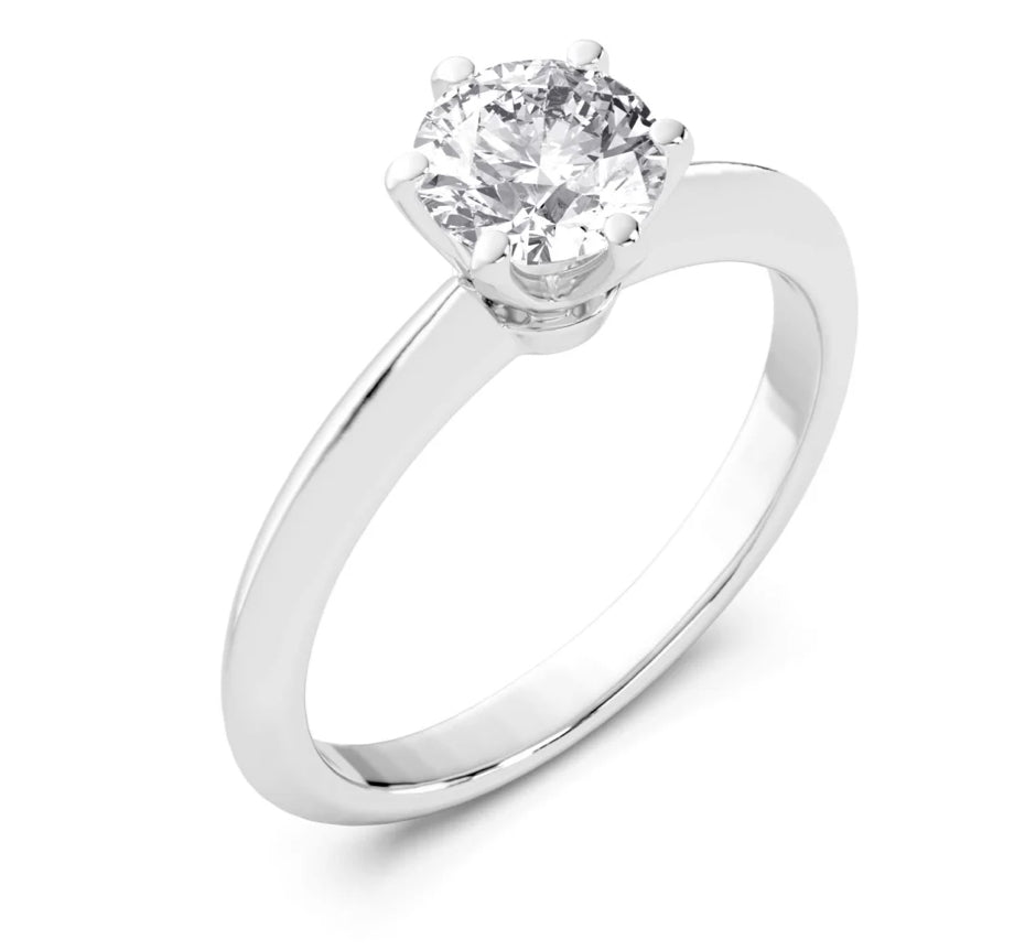 6 Prong Round Solitaire Engagement Ring