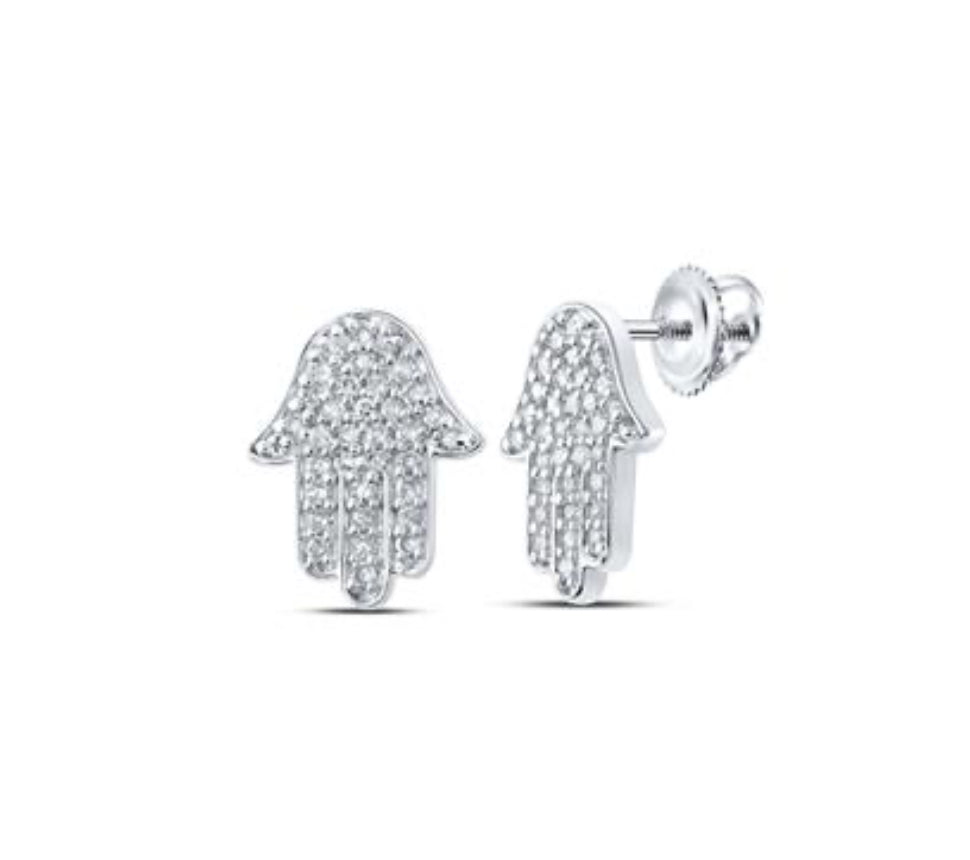 10k Hamsa Diamond Earrings