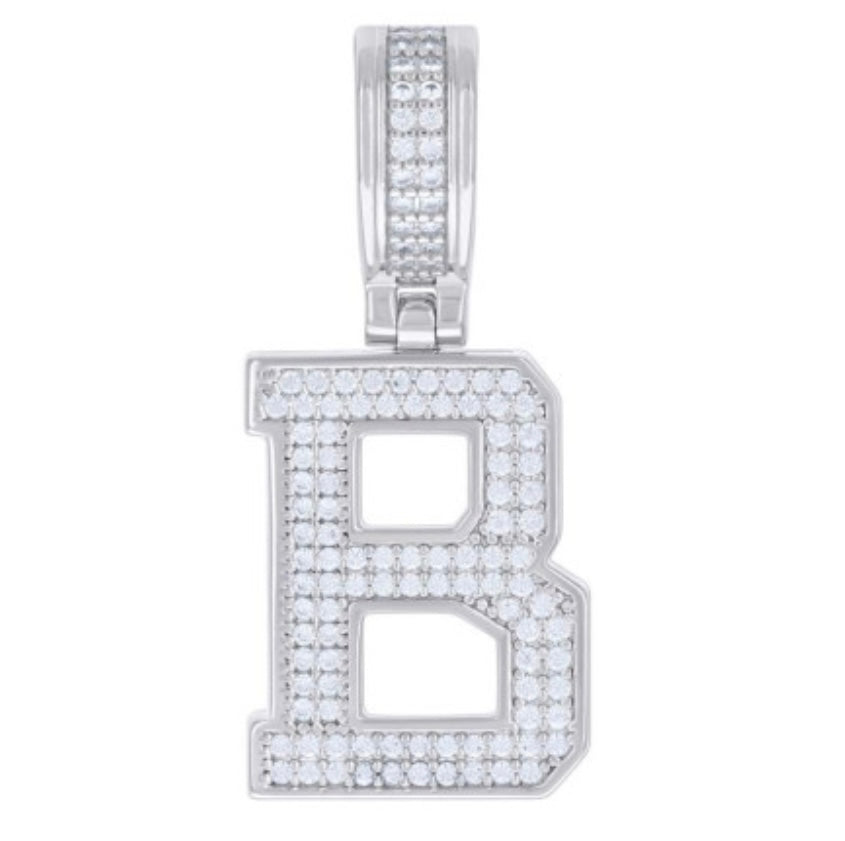 Sterling Silver “B” Initial Moissanite Charm