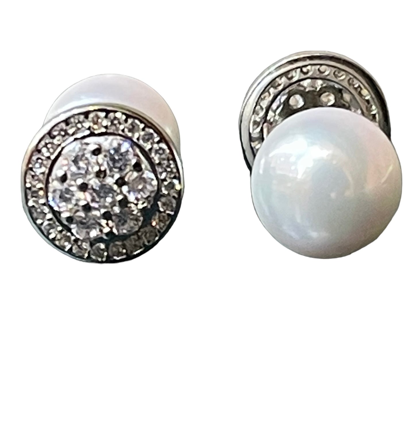 Sterling Silver 925 Reversible Pearl Earrings