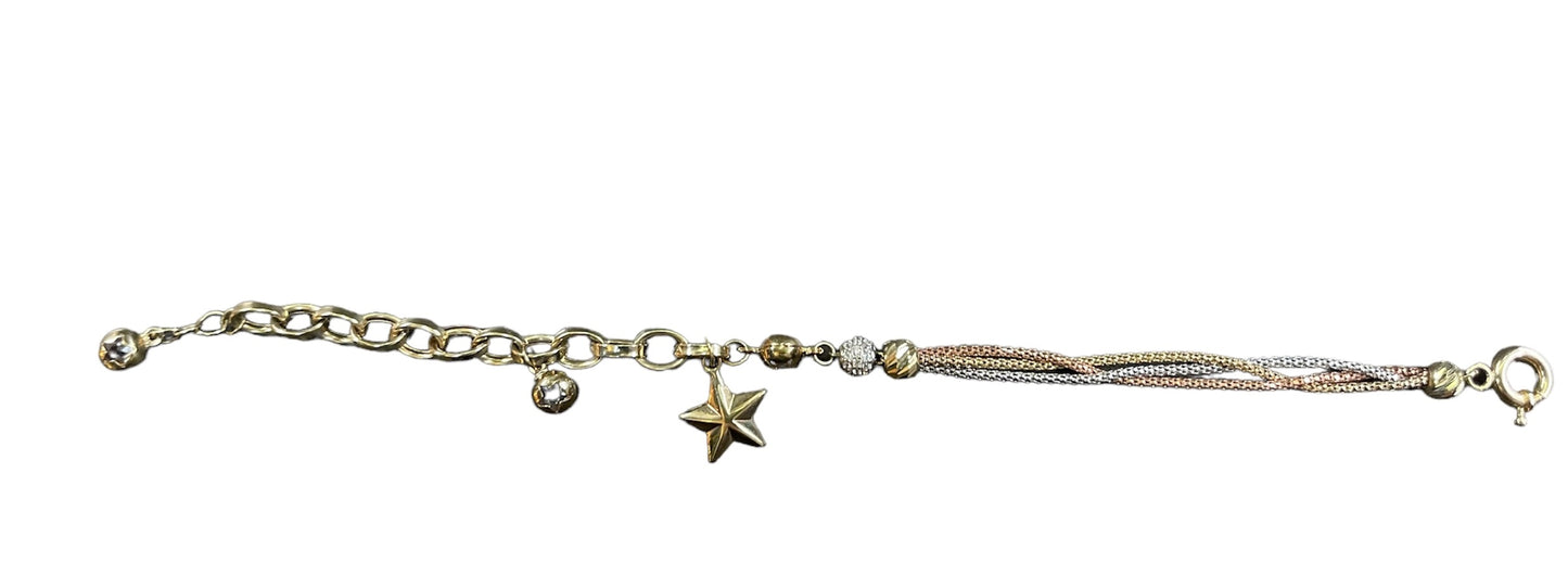 10K Yellow Gold Star Charm Bracelet