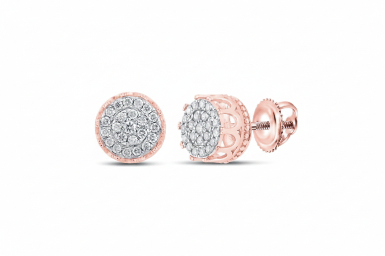 10k rose gold diamond studs earrings