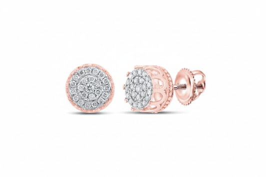 10k rose gold diamond studs earrings