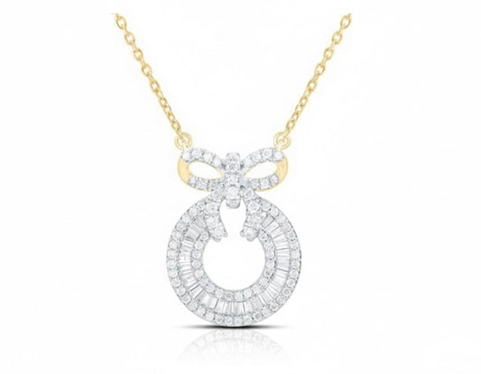 3/4 CTW diamond bow necklace 18 inch chain