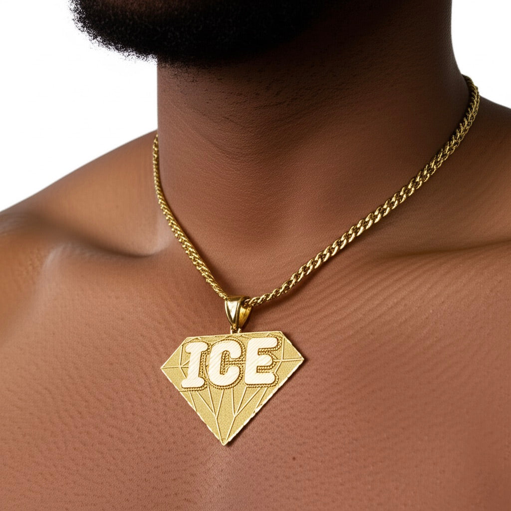 10K Yellow Gold ICE Gem Charm | Diamond-Cut Hip Hop Pendant