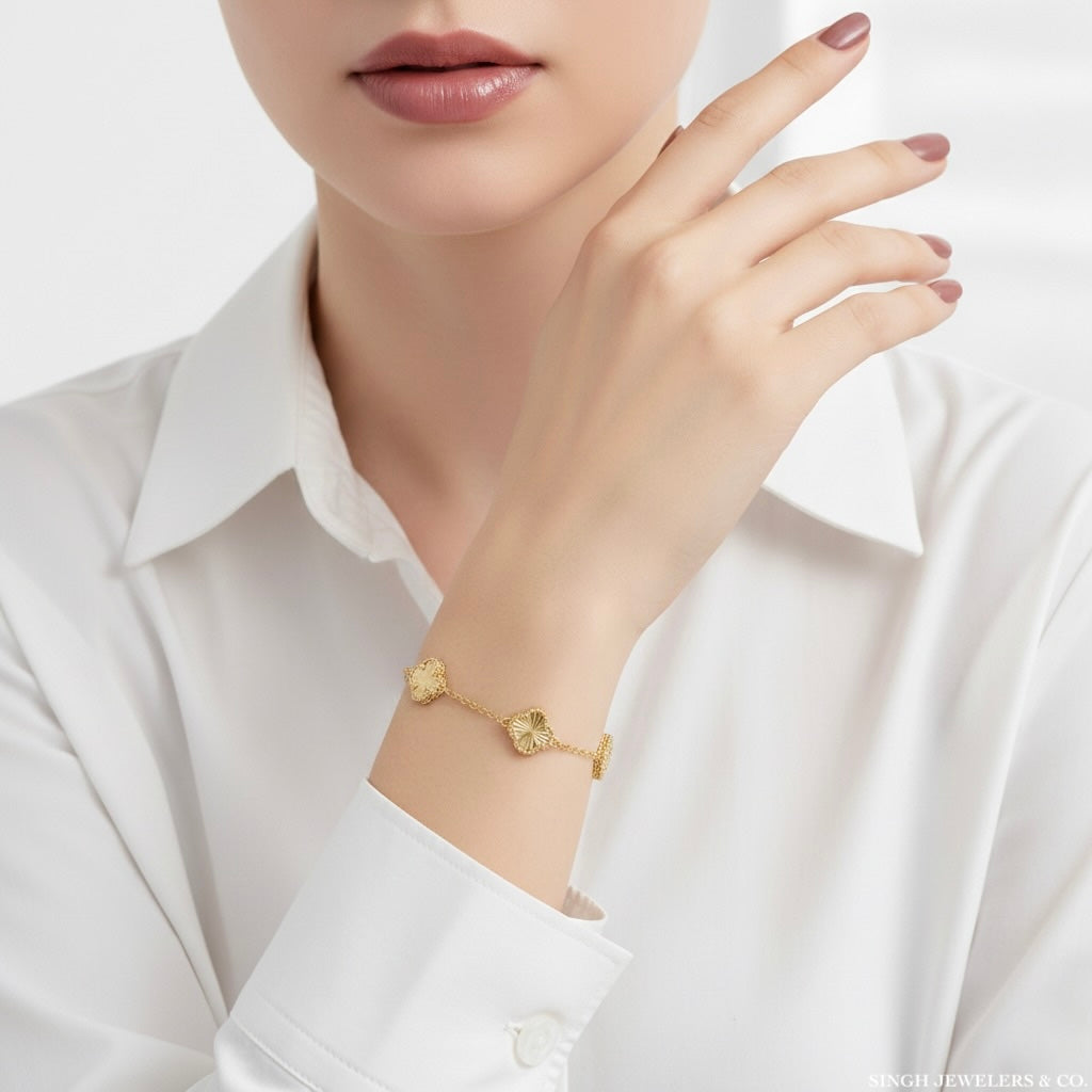 10k yellow gold vancleef clover gold bracelet 